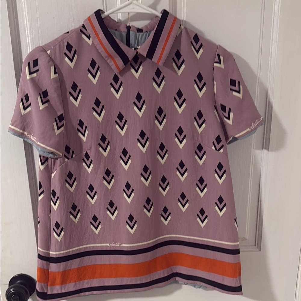 Valentino Purple and Orange Geometric Top - Made in Italy